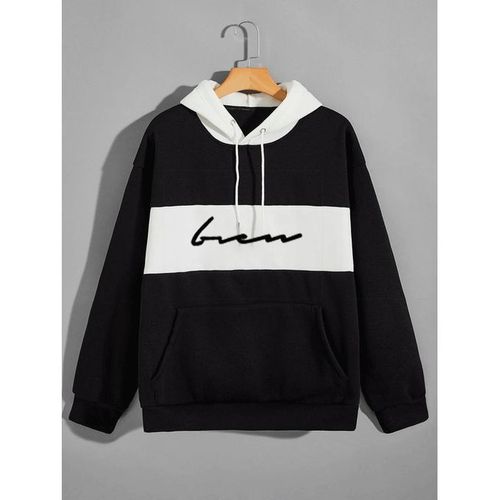 Sweat-shirt à Capuche Noir et Blanc à Poche Kangourou/mul
