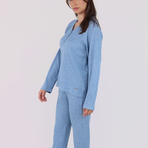Ensemble Pyjama à Col V et Boutons | Collection Waffle