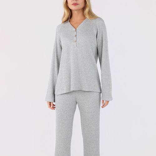 Ensemble Pyjama à Col V et Boutons | Collection Waffle