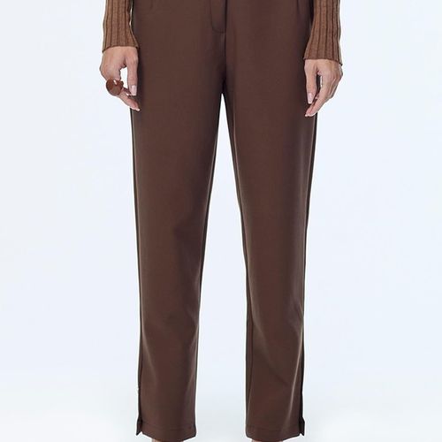 Pantalon cigarette à taille élastique et boutons