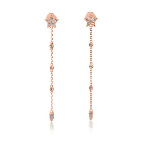 Boucles doreilles étoile Excellence en Argent 925 Gold ornées d’une chaînette