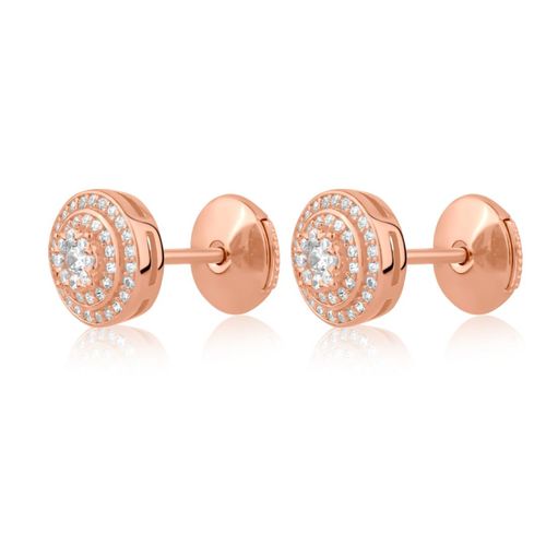 Puces d'oreilles Marguerite en Argent 925 R.Gold Serties de Zirconiums