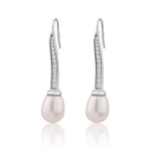 Boucles doreilles crochet en Argent 925 Rh & FWP