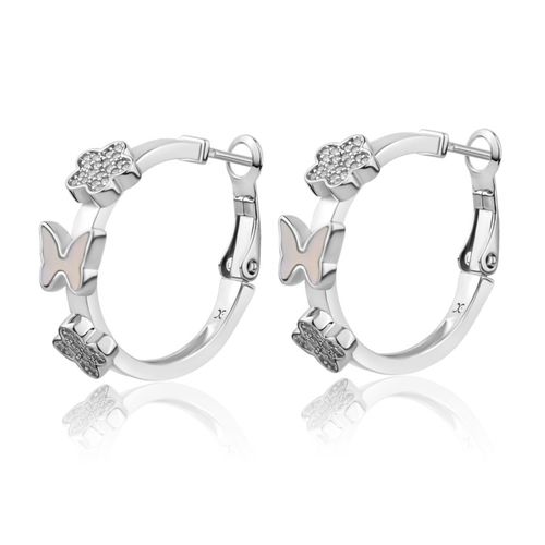Créoles Garden Excellence en Argent 925 Rh & MOP