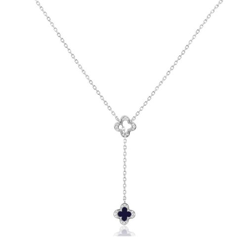 Collier Trèfle Excellence en Argent 925 Rh & Lapis lazuli