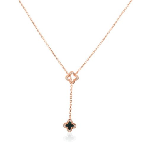 Collier trèfle en Argent 925 R.Gold & malachite