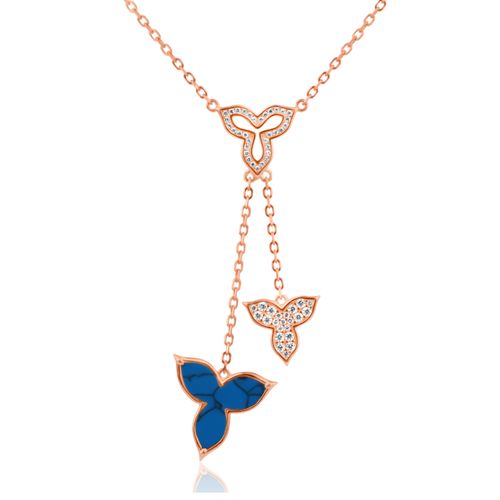 Collier Flower Excellence en Argent 925 R.Gold & turquoise