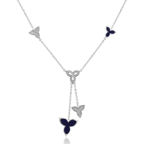 Collier Flower en Argent 925 Rh & Lapis Lazuli