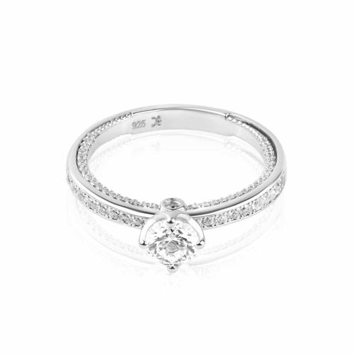 Bague Solitaire Argent 925 Rhodié