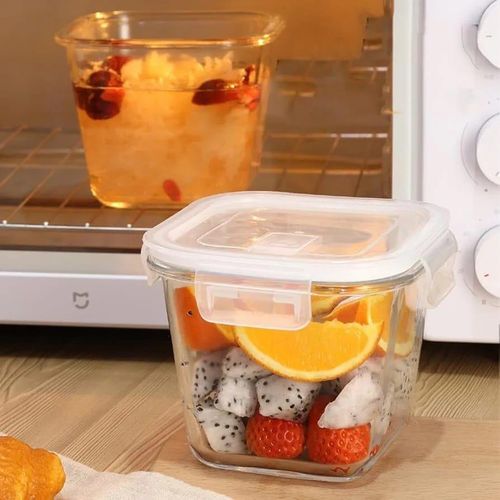 Set 4 Boîtes en Verre Hermétiques Verre Pyrex Résistant a la Chaleur -  Rond -1l 