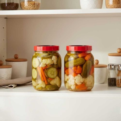 SET 2 Bocaux de Conservation en Verre 3L avec Couvercle Rouge – Stockage Alimentaire Hermétique