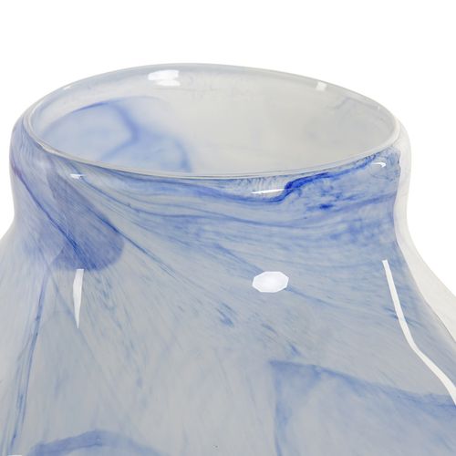 Couvercle Bleu Vase en Verre et Métal 21x21x52