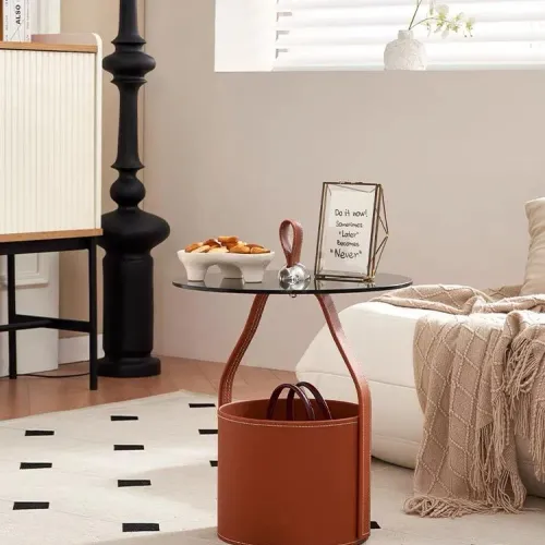 Linda Table Dappoint En Similicuir - Terracota