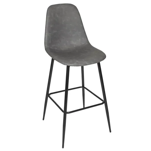 Amber Tabouret De Bar En Similicuir Et Piétement En Métal - Gris
