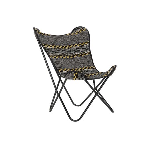 FAUTEUIL Papillon noir en coton et fer 74 x 65 x 90 cm