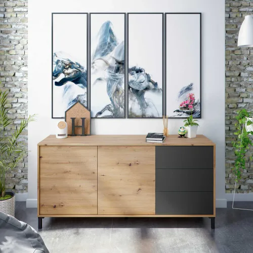 BROOKLYN Buffet avec 2 portes et 3 tiroirs 154 cm
