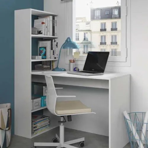 Duplo Bureau Et Bibliothèque Blanc 120 Cm (sans Chaise)