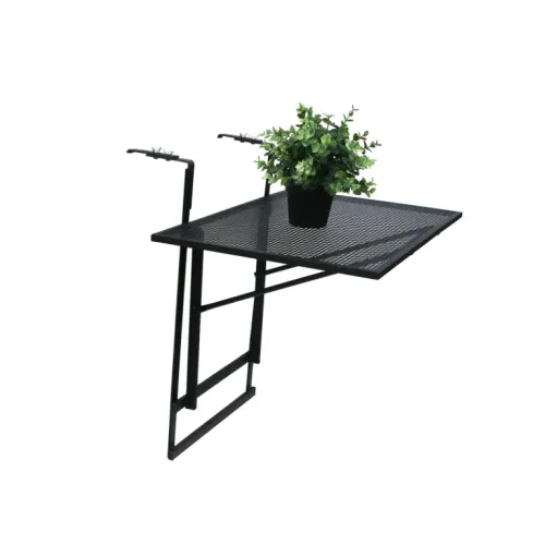 CLARA table de balcon pliable noir 60.5x40x50 cm