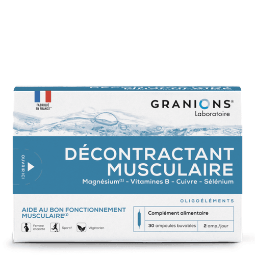 Décontractant Musculaire 30 Ampoules Magnésium Vitamine B6 Crampes Tensions