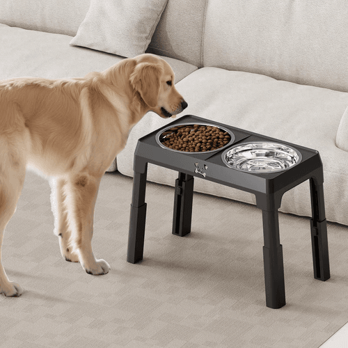 Adjustable Elevated Dog Bowls – Raised Feeder with 5 Heights