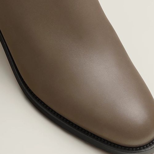 Bottes cavalières Plates en Cuir Marron-Gris