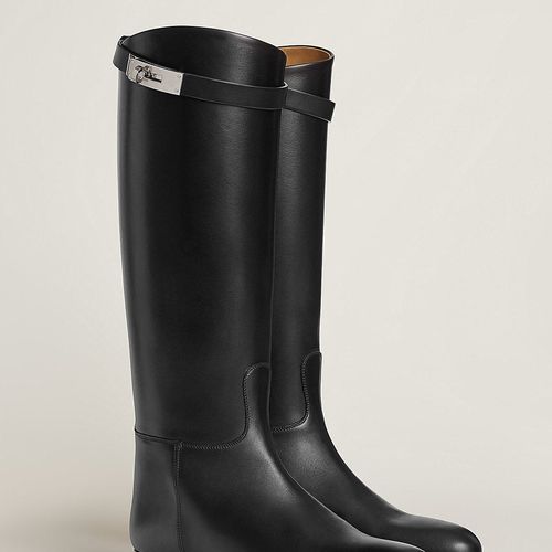 Bottes Cavalières Plates en Cuir Noir