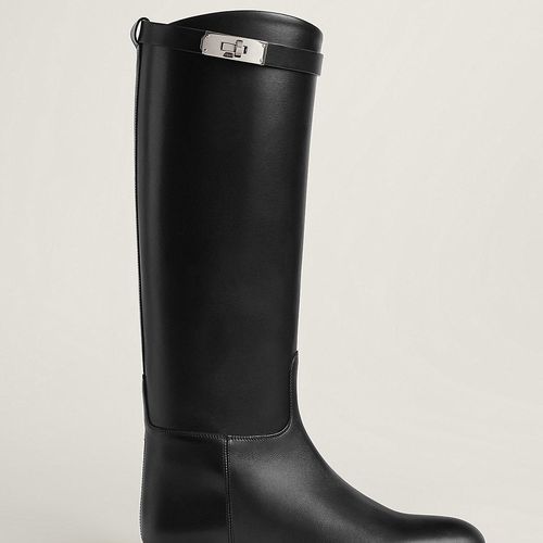 Bottes Cavalières Plates en Cuir Noir