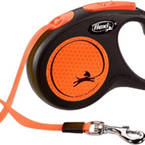 LAISSE À ENROULEUR NEW NEON TAPE ORANGE FLUO 500CM