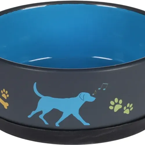 Gamelle Pour La Nourriture Et Leau Cori Rond Gris Foncé &amp; Bleu 500ml / 521573