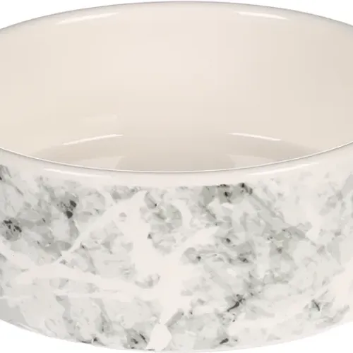 Gamelle Pour La Nourriture Et Leau Chien Marmi Ceramique Gris Rond 400ml 13,5x4,5cm / 521566