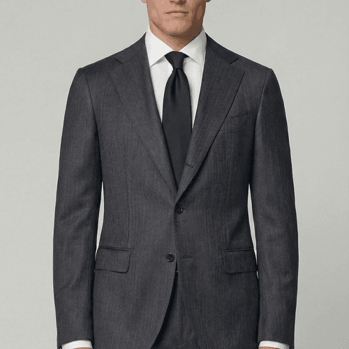 Arezzo Suit – Vitale Barberis Canonico – Grey Chevron – 100% Virgin Wool