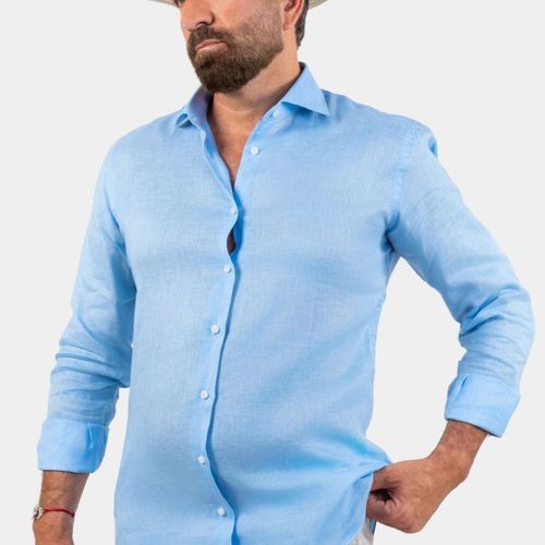 Napoli Sky-blue Linen Shirt
