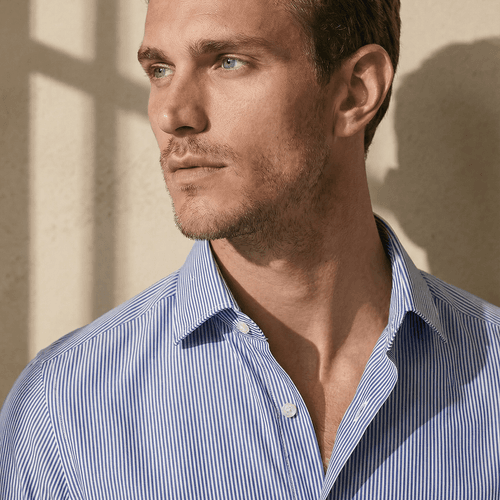 Napoli – Blue Striped Italian Shirt