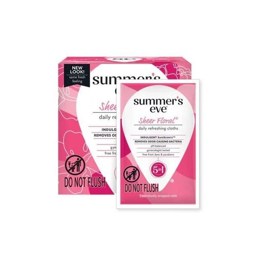 Summers Eve Lingettes Féminines Rafraîchissantes Quotidiennes, Sheer Floral - 16 Pièces
