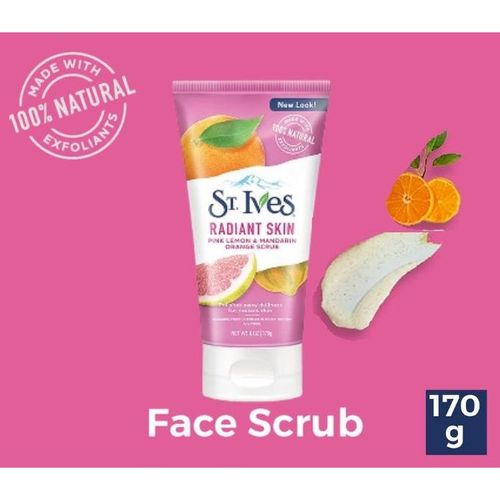 St Ives Scrub Désincrustant au Citron Rose et Mandarine, Peau Radieuse- 170g