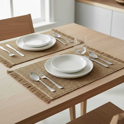 2 Sets De Table Rectangulaire Lavables En Rafia Naturelle - 43/30cm