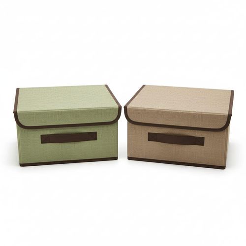 Lot de 2 boîtes de rangement pliables avec couvercle , pour étagères, tiroirs et placards 25/20/H15cm -couleurs aléatoires
