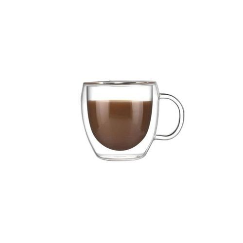 Tasse à Café Isotherme 200 ml – Double Paroi avec Poignée, Verre Transparent