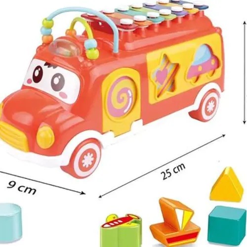 Bus Musical D’éveil avec Xylophone et Formes à Encastrer – 18 Mois et Plus