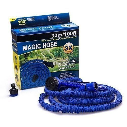 Tuyau d’Arrosage Extensible 30 m avec Pistolet Multijet – Plastique, Bleu