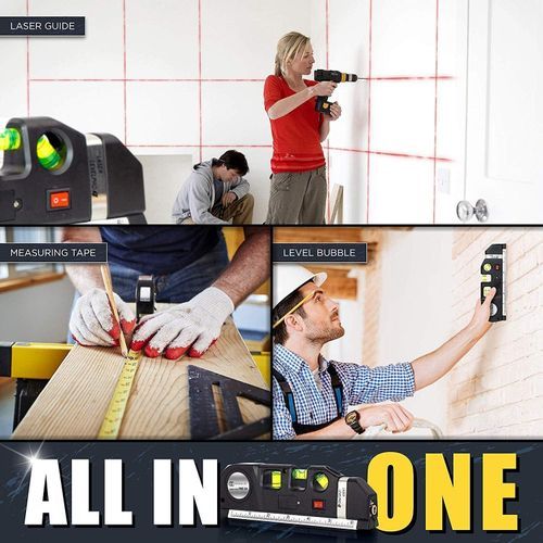 Niveau Laser Vertical et Horizontal 8FT – Autonivelant avec Ruban et Règle
