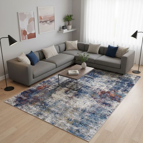 Tapis LUMA Bleu, Gris, Orange