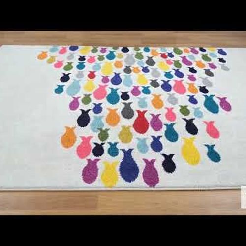 Tapis Fishes Crème, Beige, Orange, Multicolore