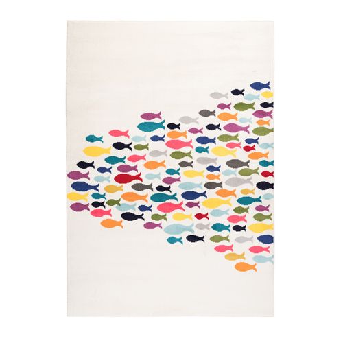 Tapis Fishes Crème, Beige, Orange, Multicolore