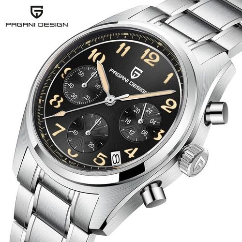 Montre à Quartz Pilote en Acier Inoxydable Saphir