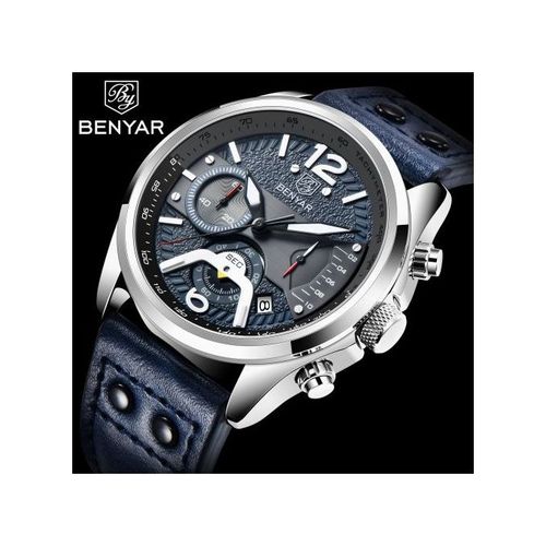 Montre à Quartz en Acier Inoxydable pour Homme, Étanche, Chronographe