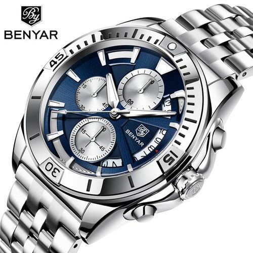 Montre Bracelet Argent pour Hommes Quartz Chronographe