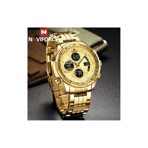 New Montre Quartz pour Hommes en Acier Inoxydable Double Affichage