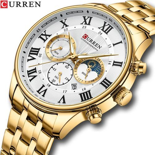 Montre-bracelet en Acier Inoxydable pour Homme, Chronographe Étanche