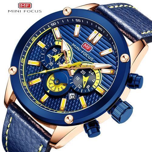Mini Focus Montre-bracelet en Cuir pour Hommes, Nouvelle Mode, Étanche, Lumineuse